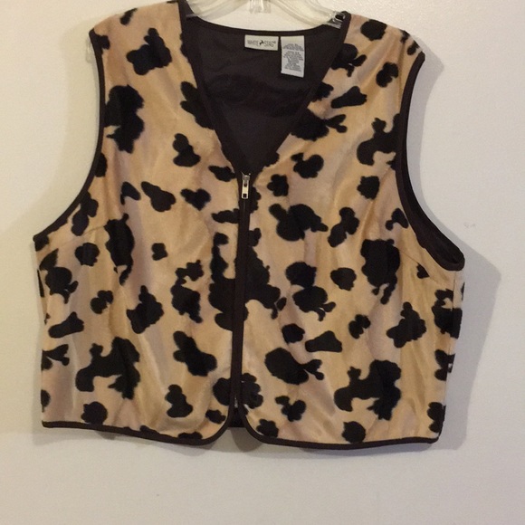 Women’s Brown & Tan Vest zip-Up Sz XL Excel cond❤️ - Picture 1 of 4